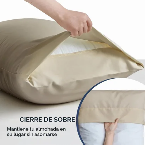 Vista 5 de FreshCulture Fundas de Almohada Beige Tamaño Queen Paquete de 2 - Juego de Fundas de Almohada - Cierre de Sobre - Tela de Microfibra Cepillada Suave
