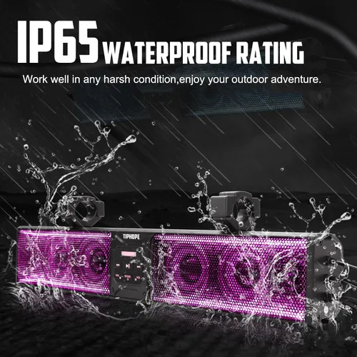 Vista 6 de Barra de sonido UTV de 26 pulgadas con 6 altavoces, barra de sonido ATV Bluetooth con iluminación RGB, sincronización de música, barra de sonido