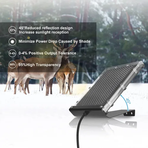 Vista 2 de POWOXI Panel solar de 6 V 1.5 W para recargar alimentador de ciervos, cargador solar impermeable al aire libre con soporte de montaje
