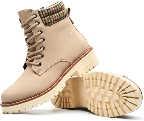 Vista 3 de DeYashopin Botas de senderismo antideslizantes para mujer, botas casuales para exteriores
