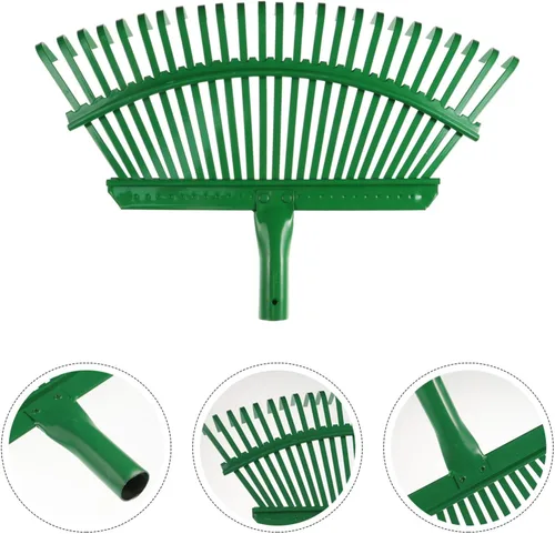 Vista 9 de INOOMP Rastrillo de hojas para césped, herramienta de jardinería resistente, dientes para una limpieza eficiente de hojas y desechos, diseño