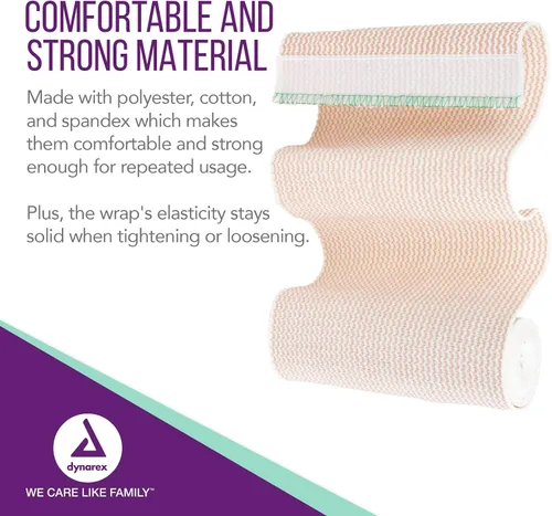 Vista 5 de Dynarex Elastic Bandages with Self-Closure, Outstanding Compression & Stretch, Latex-Free Elastic Bandages with Secure Closure, 6" x 5 yds., 1 Case