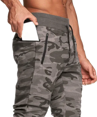 Vista 3 de DIOTSR Pantalones deportivos ajustados para hombre, pantalones deportivos de entrenamiento cónicos de camuflaje para hombre, pantalones deportivos