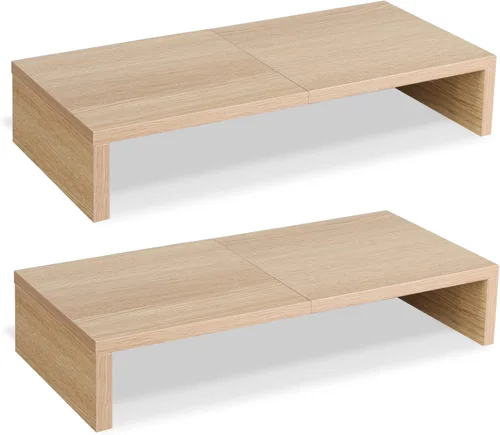 Vista 12 de TEAMIX Paquete de 2 soportes para monitor de 20 pulgadas, soporte de escritorio negro para PC/TV/portátil/impresora, organizador de estante