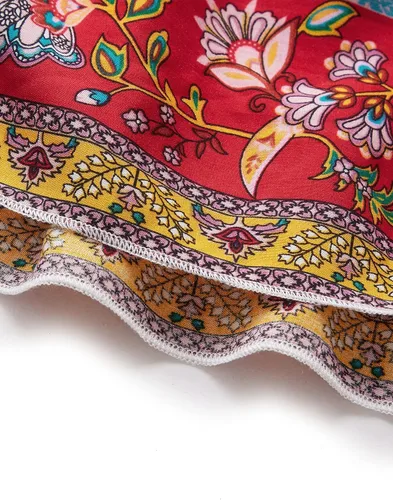 Vista 50 de Milumia Women Boho Vintage Floral Print Long Skirt Summer Tiered Maxi Skirt