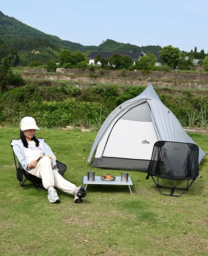 Vista 12 de iClimb - Mesa plegable ultraligera y compacta de mini playa y picnic de aluminio con bolsa de transporte, dos tamaños (negro - S) con bolsa