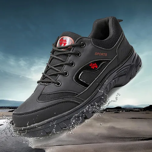 Vista 2 de VKVWIV Zapatos de senderismo anchos para hombre, impermeables, antideslizantes, transpirables, para exteriores, senderismo, senderismo, trabajo al