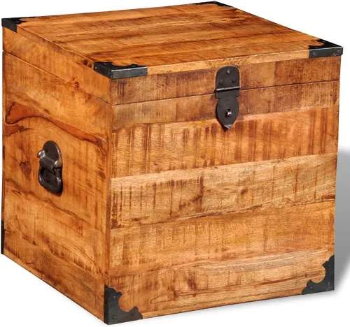 Vista 2 de Cofre de almacenamiento cúbico,Caja de herramientas de madera,Cofre del tesoro grande, Caja de herramientas de madera,Puramente hecho a mano,Madera