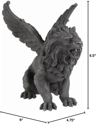 Vista 2 de Pacific Giftware Estatua de gárgola de león alado, figura de resina fundida en frío