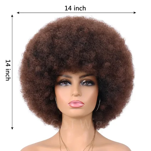 Vista 2 de G&T Wig Pelucas afro cortas para mujeres negras, sin pegamento, peluca afro de los años 70, pelucas grandes con volumen y suaves de aspecto natural