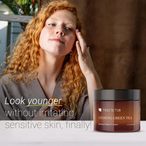 Vista 2 de Tree to Tub Retinol Crema hidratante facial antienvejecimiento para piel sensible para piel seca y sensible, antiarrugas, ácido hialurónico