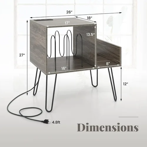 Vista 9 de Giantex Soporte para tocadiscos, gris