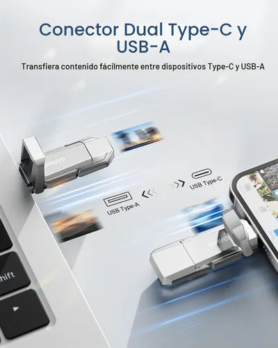 Vista 3 de 64GB Unidad Flash SSD-Grade USB C Hasta 450MB/s USB 3.2 Unidad Flash de Estado Sólido Tipo-A + Tipo-C Memoria Stick de Almacenamiento de Datos