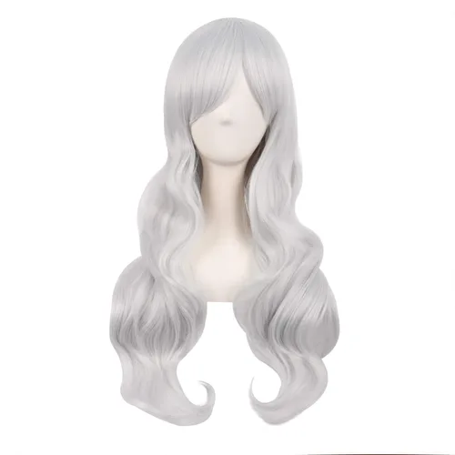 Vista 6 de MapofBeauty - Encantadora peluca larga y rizada para mujer, 28 pulgadas (70 cm), negro