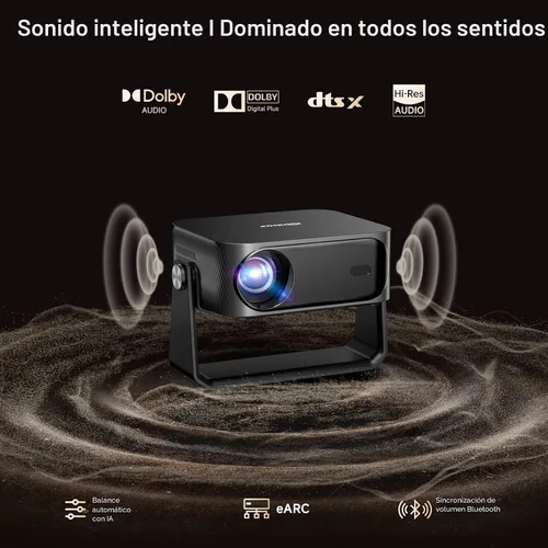Vista 6 de [2000 ANSI/enfoque automático y Keystone/aplicación integrada] Proyector 4K para exteriores con WiFi y Bluetooth, proyector portátil inteligente