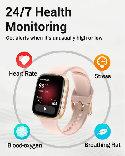 Vista 9 de ENOMIR - Reloj inteligente para mujer, pantalla ultra transparente AMOLED de 1.85 pulgadas, color rosa