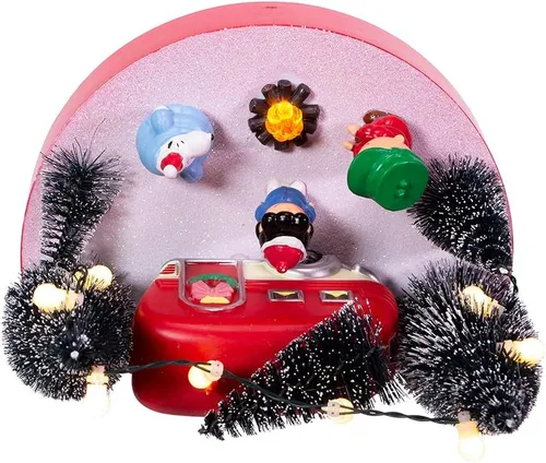 Vista 6 de Kurt Adler Adorno de Mesa de 7 Pulgadas Funciona con Pilas, Escena Musical de Acampada de Peanuts (PN5201)