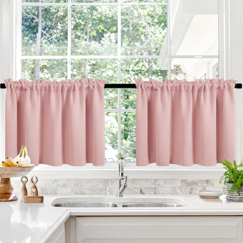 Vista 29 de Deconovo Cortinas opacas, aislamiento térmico, dobladillo para barra, reducción de ruido, certificado Oeko-TEX, cortinas de oscurecimiento