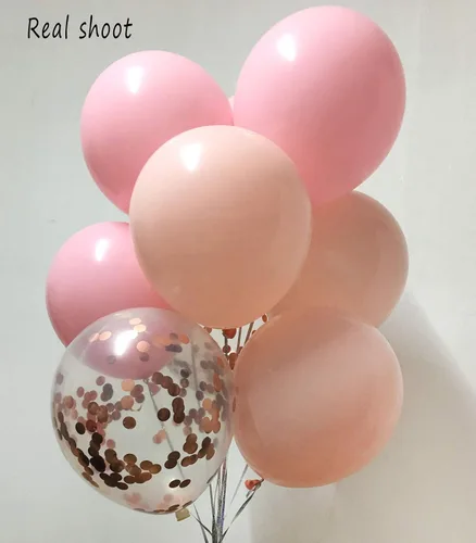 Vista 2 de Globos de confeti de oro rosa y rosa - 50 unidades, 12 pulgadas, para decoraciones de fiesta de cumpleaños