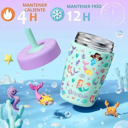 Vista 3 de Fimibuke Vasos para niños y niños pequeños a prueba de derrames, 12 onzas, vasos entrenadores con aislamiento para niños y niñas, vaso con popote