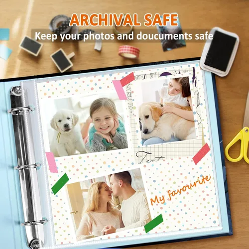 Vista 2 de Protectores de páginas de álbumes de recortes de 12 x 12 pulgadas, paquete de 50 unidades, pesados, carpeta de recortes y páginas de repuesto