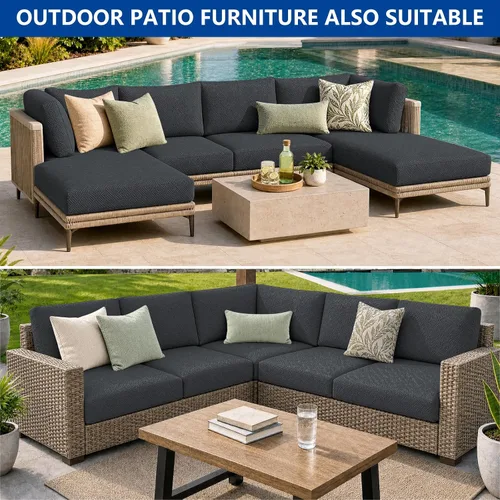 Vista 8 de ZNSAYOTX Fundas Elásticas Individuales para Cojines de Sofá Silla Cojín Fundas de Asiento de Sofá Fundas Protectoras Suaves de Reemplazo Patrón Negro