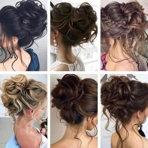 Vista 2 de Tousled Updo - Coleta de cola de caballo con banda elástica para el cabello, extensiones de cabello sintético corto ondulado rizado para mujeres