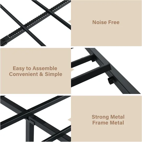 Vista 5 de Catrimown - Bases de cama individuales con cabecero, base de cama metálica de tamaño individual con fuerte soporte de listones de acero, cama