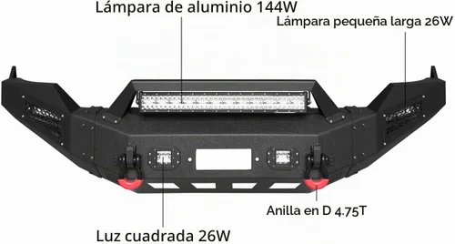 Vista 6 de Vijay Parachoques delantero y trasero para RAM 1500 2013-2018 y RAM 1500 Classic 2019-2024 con placa de cabrestante y luces
