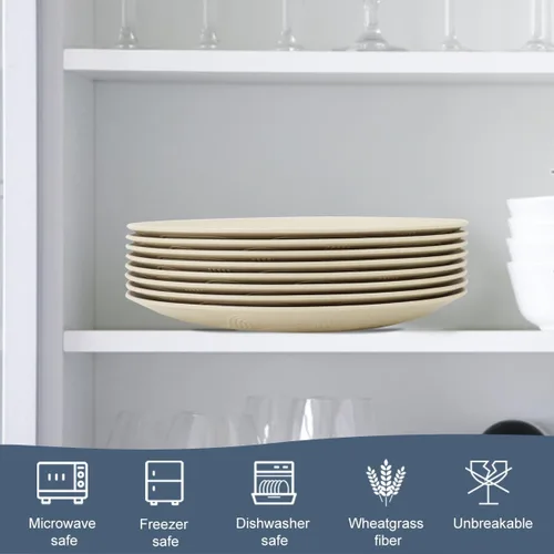 Vista 4 de Homiely Juego de 8 Platos para Cena - Paja de Trigo, Apto para Microondas y Lavavajillas, Irrompible, Platos para Niños