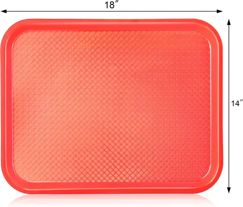 Vista 2 de New Star Foodservice Bandeja de comida rápida, juego de 12 (rojo, 14 x 18 pulgadas)