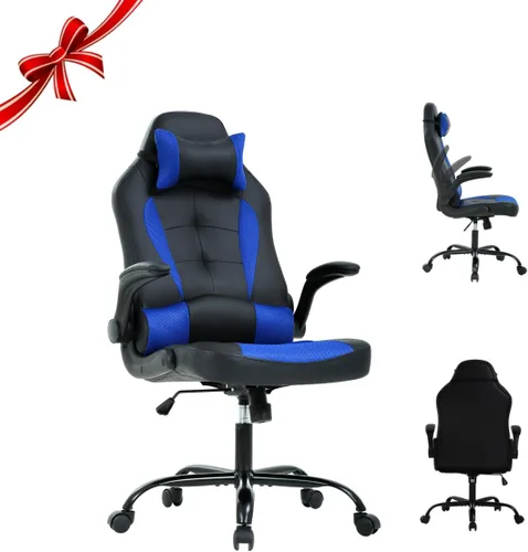 Vista 15 de Silla de juegos grande y alta, silla ergonómica de escritorio para computadora, cómoda silla de oficina ajustable de altura ajustable con soporte