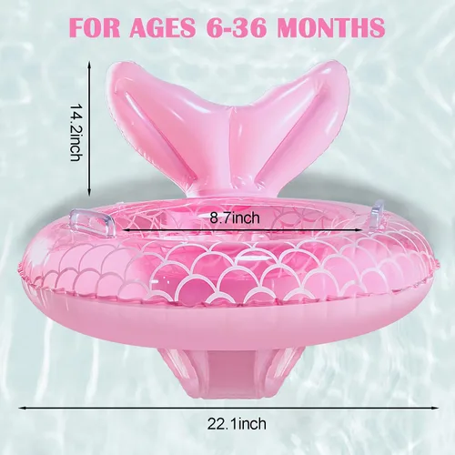 Vista 6 de KISSHAKE Flotador de piscina para bebé, flotador de natación de sirena para bebé, entrenador de natación inteligente, flotadores inflables