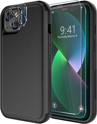 Vista 33 de Diverbox - Funda para iPhone 13 a prueba de golpes, caídas y polvo, funda de protección resistente para iPhone 13 de Apple, color negro