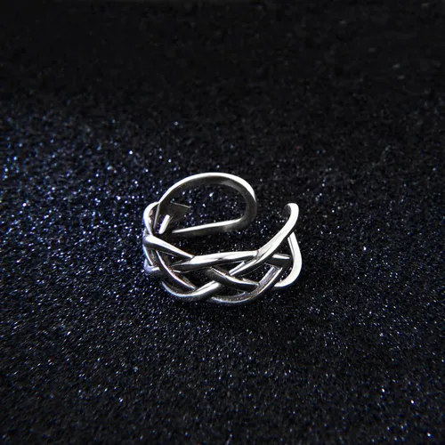 Vista 6 de CANDYFANCY Anillo de nudo celta de plata de ley 925 abierto para el dedo medio nudillo para mujer, tamaño ajustable 4-7
