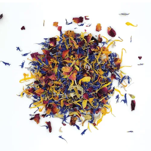 Vista 10 de MagJo Naturals Mezcla Brillante de Pétalos de Flores - Mezcla comestible de pétalos de caléndula, aciano azul y rosa, todos naturales, de grado