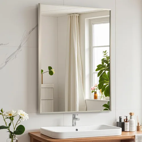 Vista 14 de Espejo de baño negro de 22"x30", espejo rectangular con marco de metal negro mate, espejo de tocador con esquinas cuadradas, espejo para pared