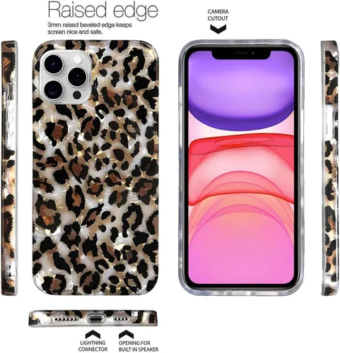 Vista 5 de J.west Funda compatible con iPhone 11 Pro Max de 6.5 pulgadas, diseño de leopardo para mujeres y niñas, bonito diseño de patrón de guepardo, funda
