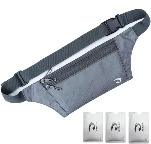 Vista 63 de Bolsa de cintura ultrafino con ranuras c/visualización para tarjeta de crédito, para deportes, aire libre, correr, caminar, viajes.