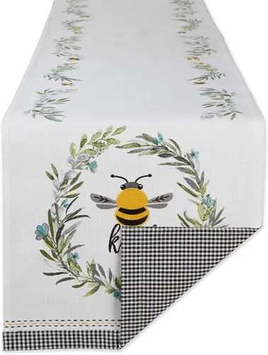 Vista 10 de DII Bumblebee Checkered Kitchen Collection, juego de manteles individuales reversibles, 13x19, Bee Kind Gingham, 4 piezas