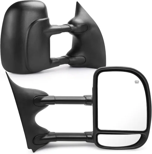 Vista 11 de PZ Espejos de remolque de reemplazo compatibles con Ford Econoline 2003-2014 E-150 E-250 E-350 E-450 E-550 / Juego de par manual de doble brazo