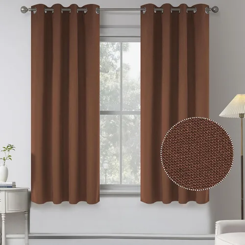 Vista 13 de KEQIAOSUOCAI Cortinas de lino 100% opacas de 100 pulgadas de largo, 2 paneles para dormitorio, estilo casa de campo moderna, completamente negro