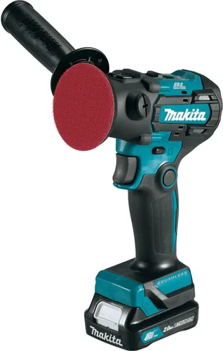 Vista 3 de Makita Kit de pulidora de iones de litio de 12 V sin escobillas de 3 pulgadas/lijadora de 2 pulgadas (2.0Ah), linterna, radio en el lugar de trabajo