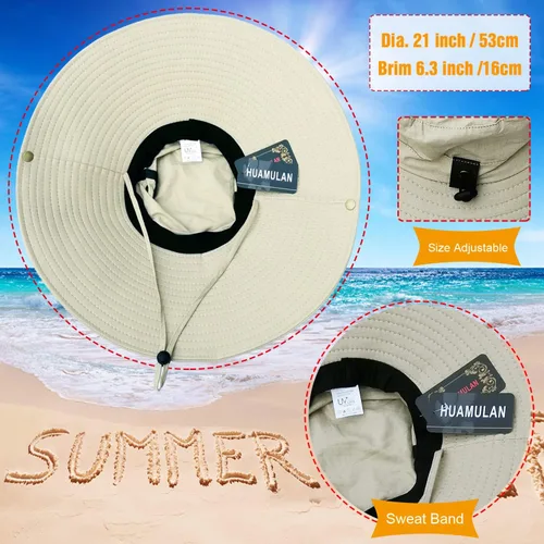Vista 5 de HUAMULAN Sombreros de sol de ala súper ancha de 6 pulgadas, para hombres y mujeres, para pesca, senderismo, jardín, césped, trabajo, safari