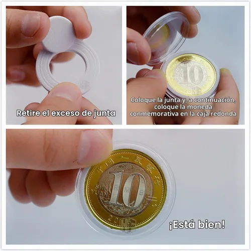 Vista 4 de Soporte para cápsulas de monedas de madera, caja de almacenamiento de monedas con junta de espuma para suministros de colección de monedas