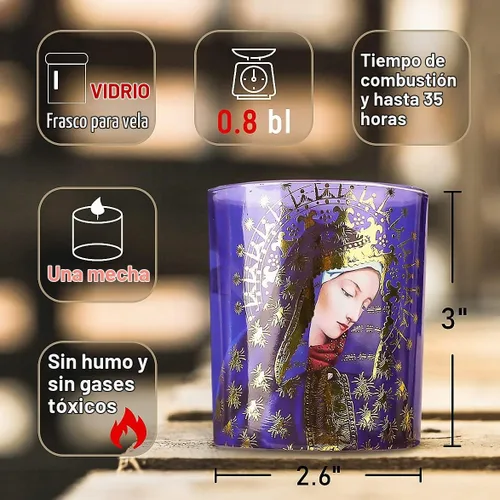 Vista 2 de Juego de 3 velas de soja aromáticas de romero con aroma a romero, velas devocionales de vigilia de larga duración para iglesia católica, hogar