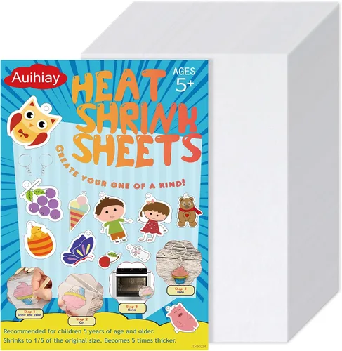 Vista 9 de Auihiay 50 hojas de plástico retráctiles, mini papeles de película retráctil para niños, bricolaje, llaveros, decoración de Pascua y regalos del día