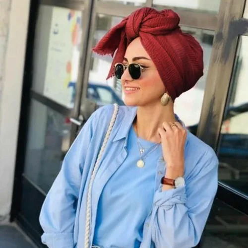 Vista 6 de DRESHOW Turbante para mujeres africanas, bufanda de pelo largo, chal hiyab para la cabeza, accesorios para el cabello
