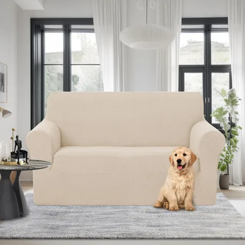 Vista 2 de U-NICE HOME Funda para sofá biplaza elástica, cubierta para sofá, funda para sillón, protector de muebles para sofá con 2 cojines, funda para sofá