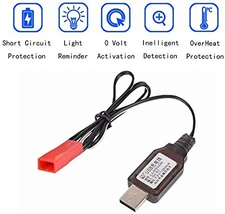 Vista 5 de 7.2V 700mAh Ni-Cd recargable AA batería con JST enchufe para HAK104 RC Stunt Master Car con cable de carga USB
